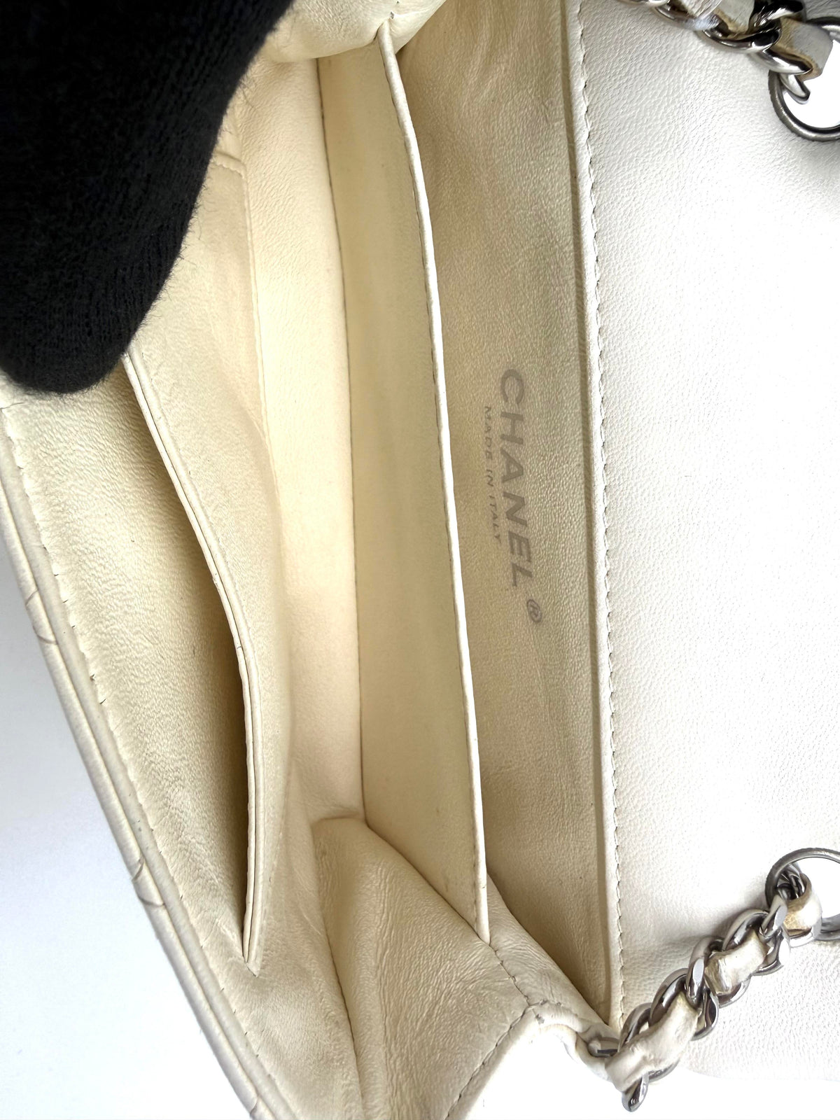 Chanel Classic Mini Rectangular Flap Bag, Ivory, interior
