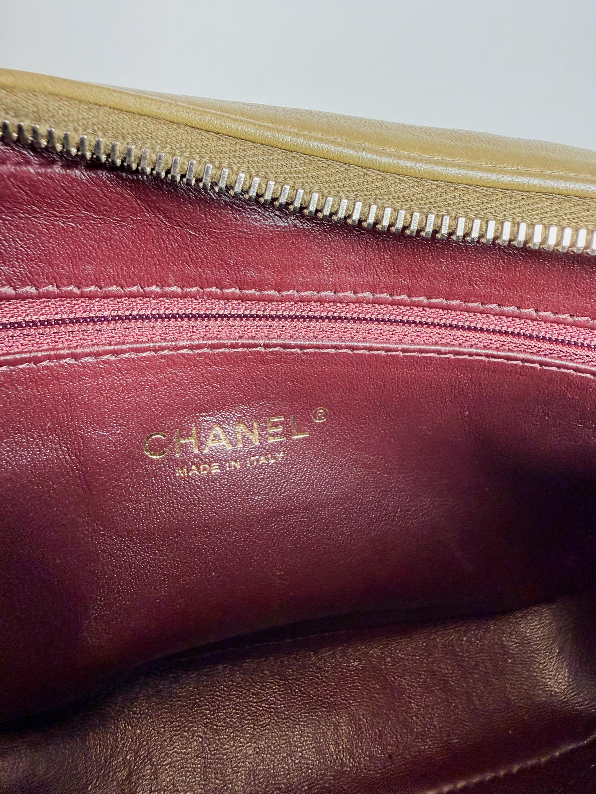 Chanel Camera Case Chevron Khaki Green
