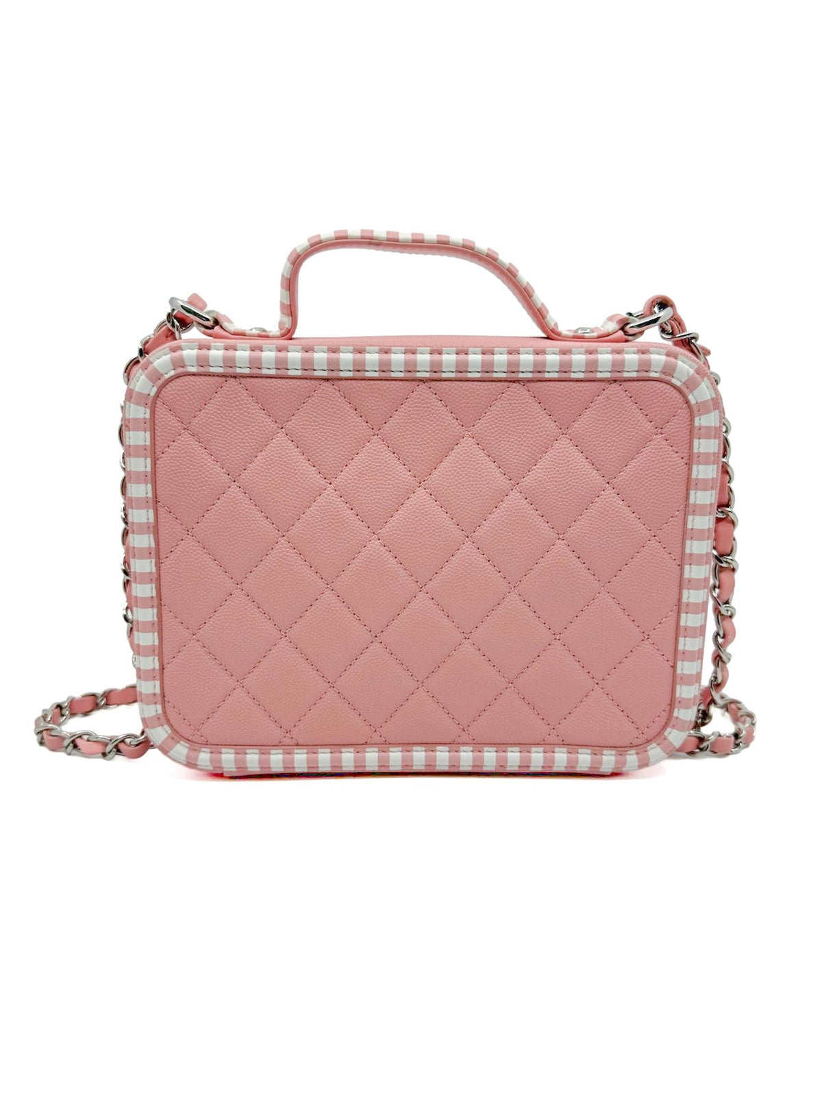 Chanel CC Filigree Vanity Case Small Pink Caviar
