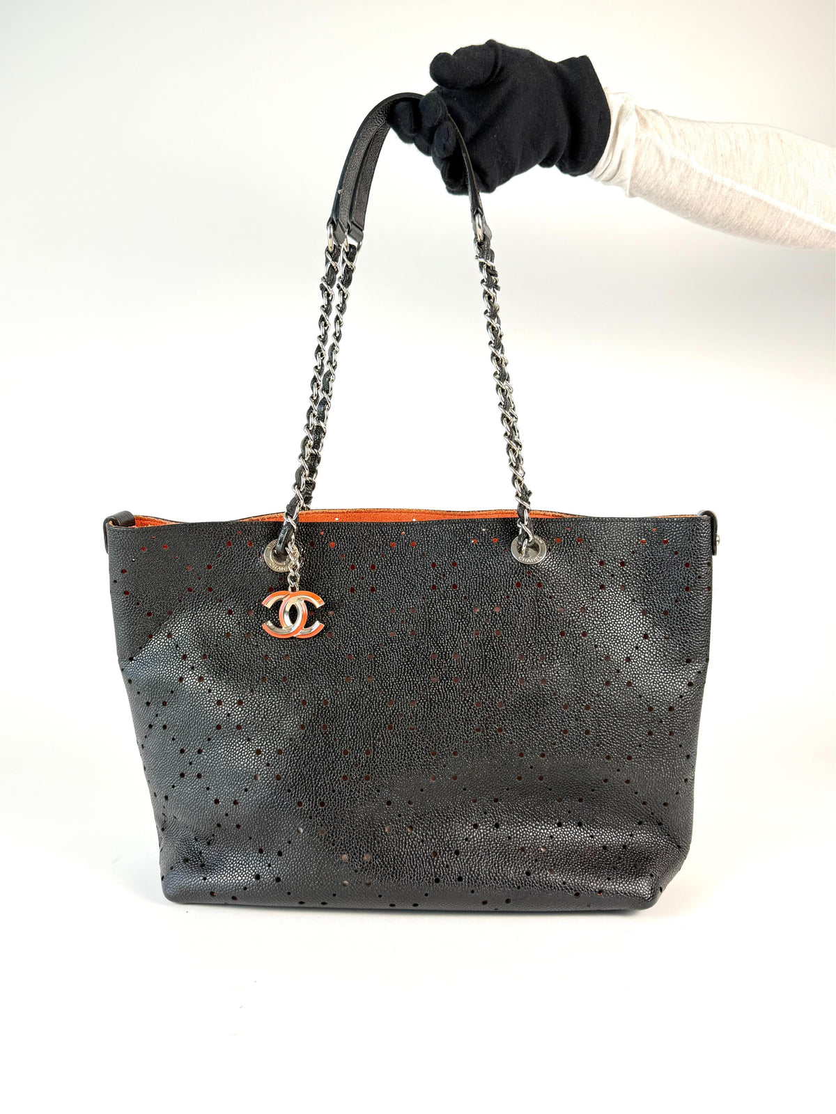 Chanel Perforated CC Shopping Tote Black