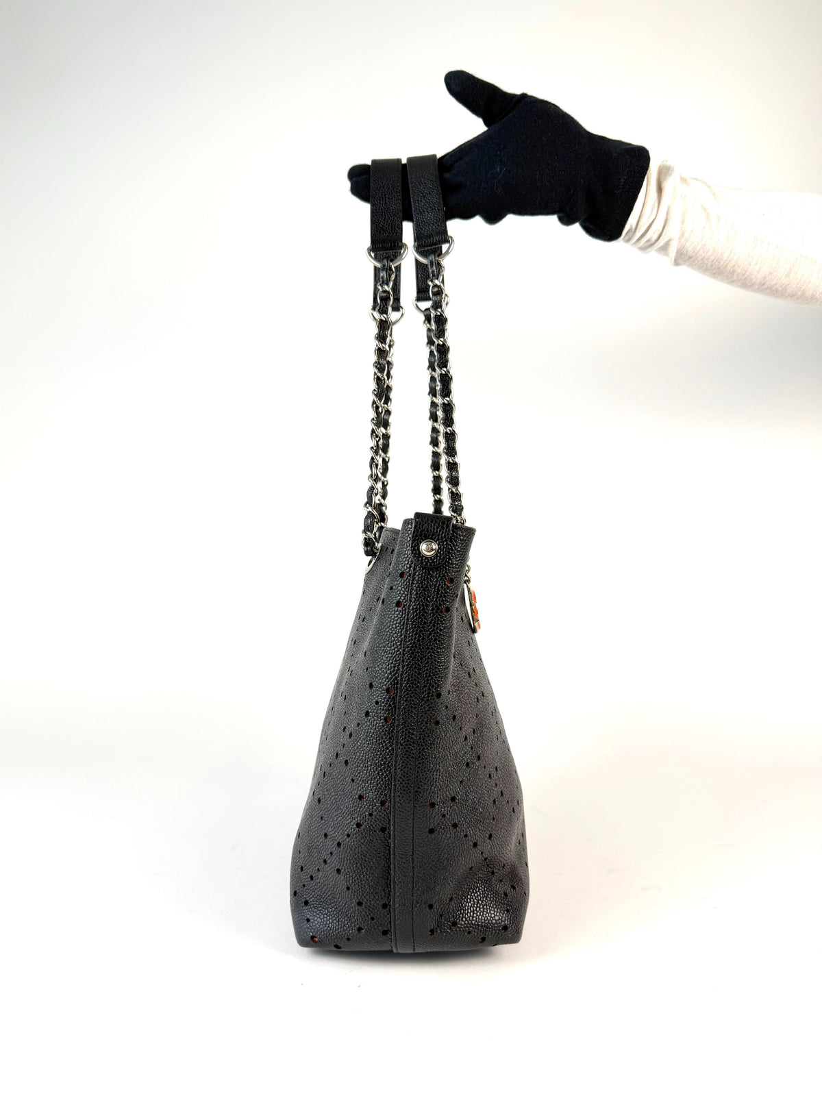 Chanel Perforated CC Shopping Tote Black