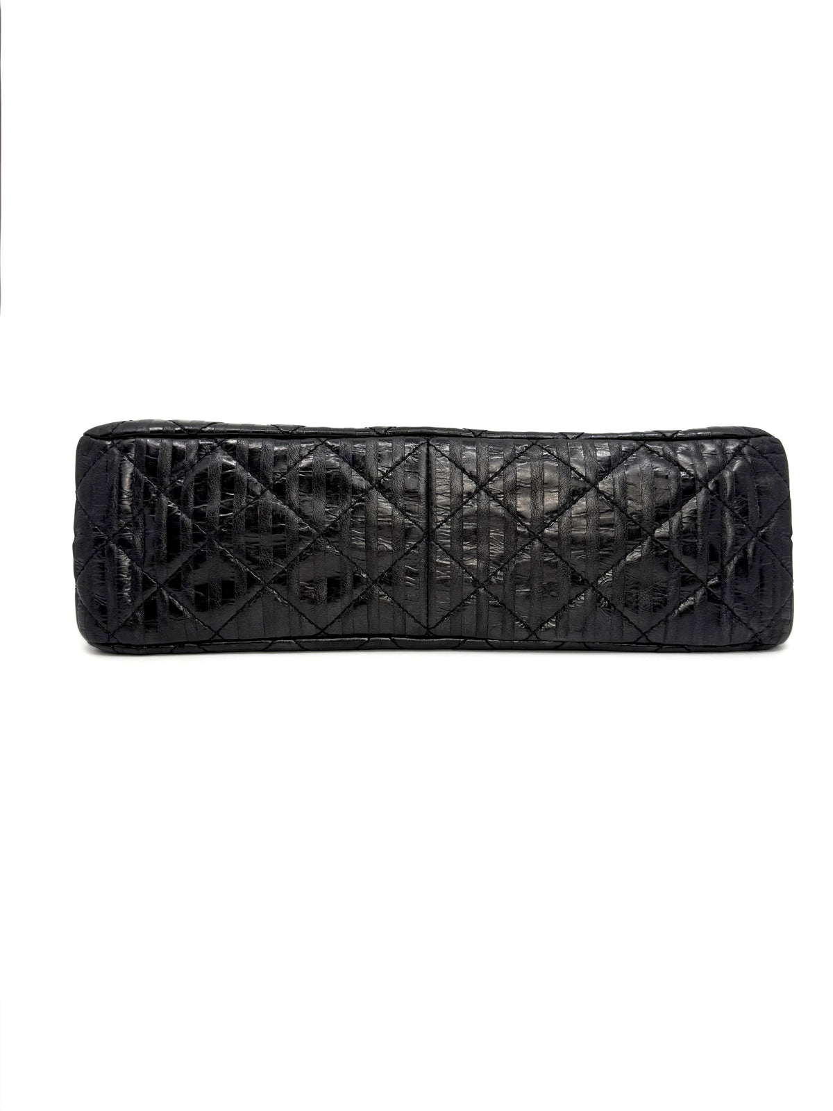 Chanel 2.55 Reissue 227 Jumbo Flap Bag Black Metallic Striped