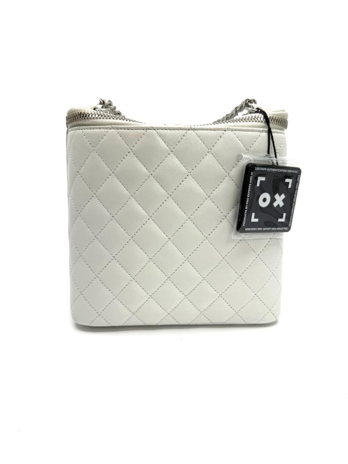 Chanel Quilted Vanity Case with Chain Light Grey