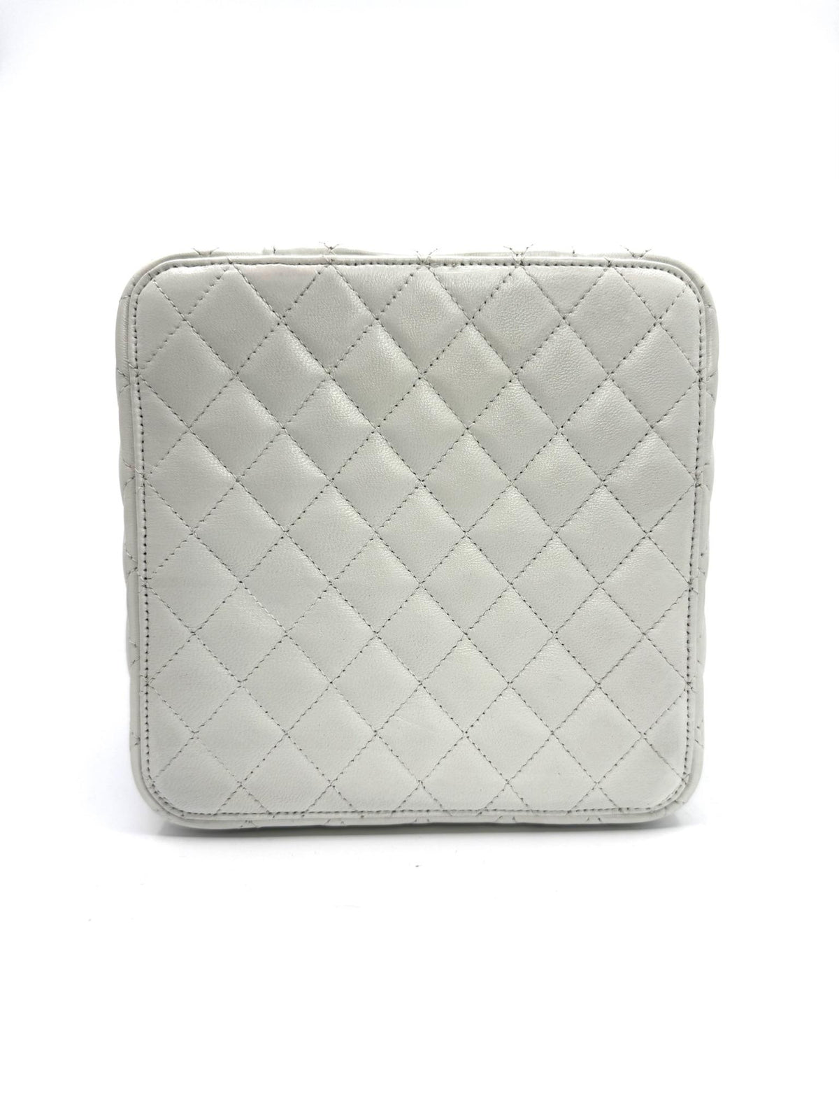 Chanel Quilted Vanity Case with Chain Light Grey