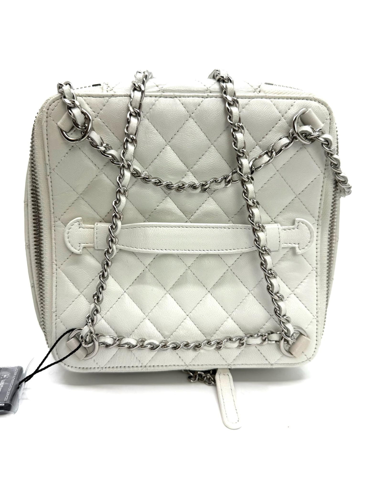 Chanel Quilted Vanity Case with Chain Light Grey