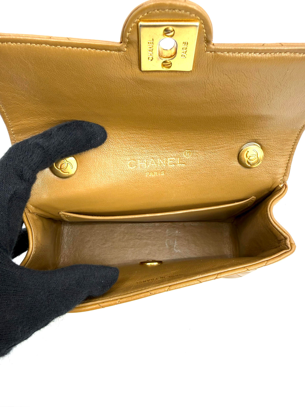 Chanel Vintage Circle CC Mini Flap Bag Tan