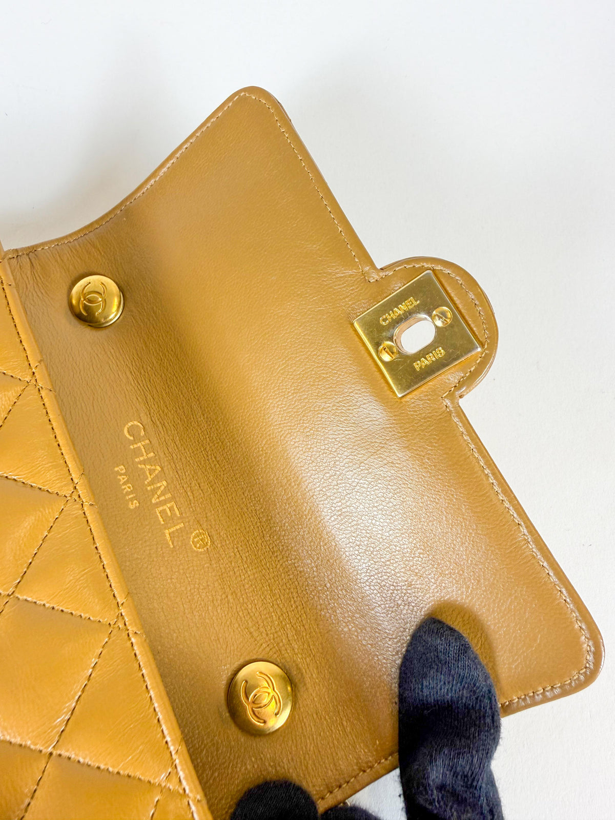 Chanel Vintage Circle CC Mini Flap Bag Tan